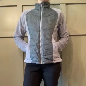 Mountain Hardwear Gray Full Zip Jacket Coat High Pile Fleece Quilted Size Small